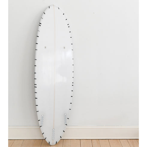 Cool design white ground with black carbon stripe mr. sharpie surfboard by kerri rosenthal