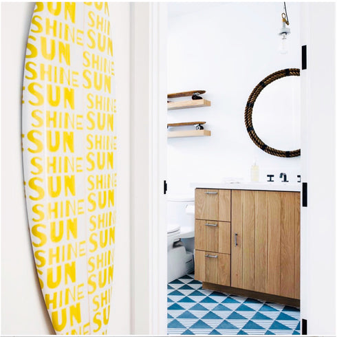 Surfboard designs Modern yellow white sunshine wall decorative surfboard by kerri rosenthal