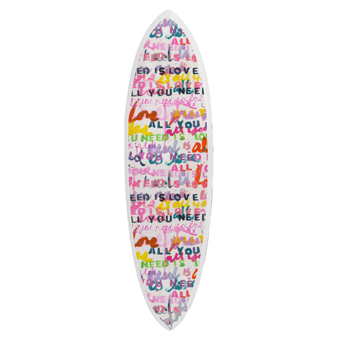 Love-themed surfboard handmade in the USA by kerri rosenthal