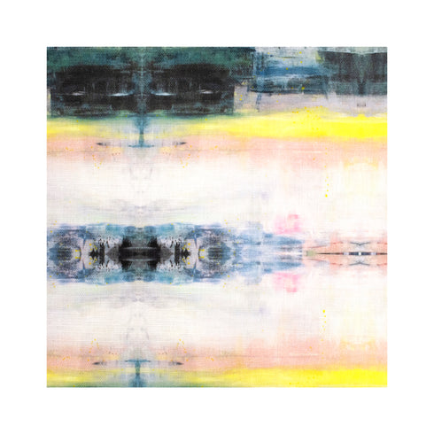 Lemonade colorful multi cotton and oyster linen fabric - Kerri Rosenthal