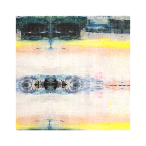 Lemonade colorful multi cotton and oyster linen fabric - Kerri Rosenthal