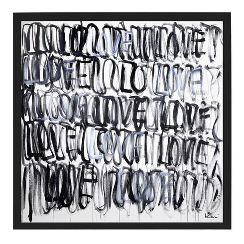Black white Love Actually Art Print Artwork by Kerri Rosenthal for living room wall decor
