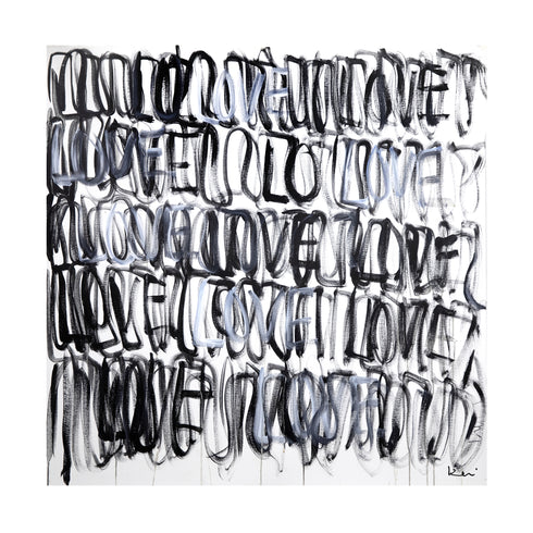 Black white Love Actually Art Print Artwork by Kerri Rosenthal for living room wall decor