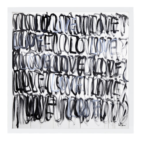 Black white Love Actually Art Print Artwork by Kerri Rosenthal for living room wall decor