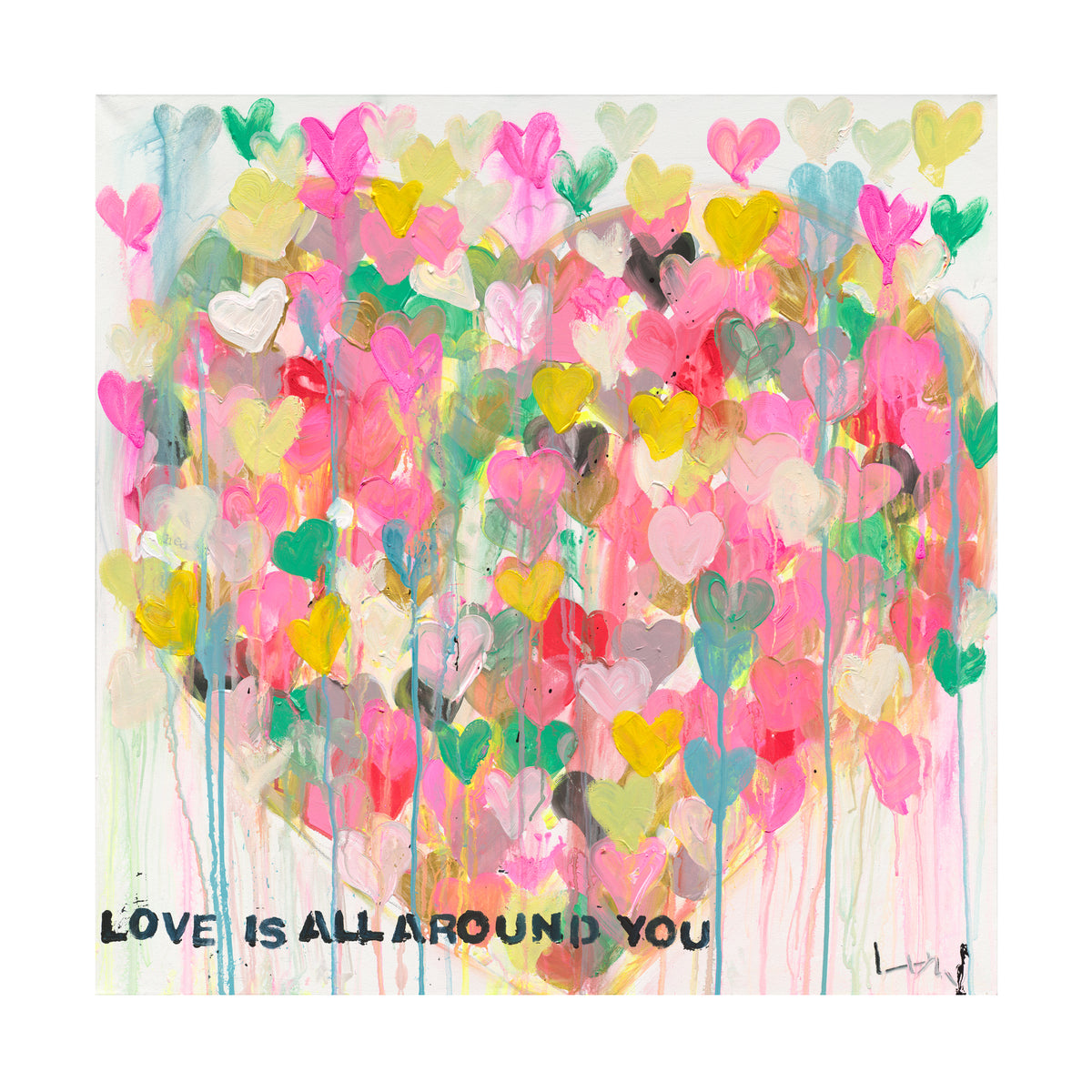 ザクロ　LOVE 円形キャンバスアートセット Love All Around Art Print Wall Art Framed Artwork – KERRI ROSENTHAL