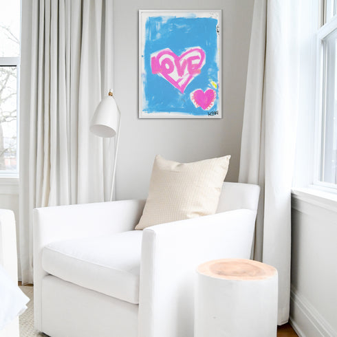Love Americano blue pink art print Artwork by Kerri Rosenthal - Unique artwork for living room wall decor
