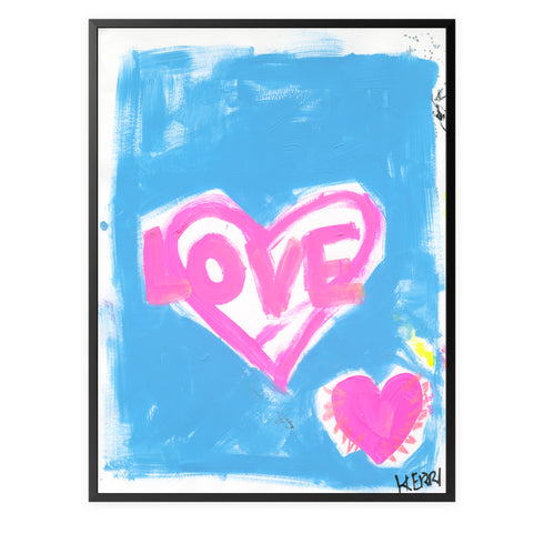 Love Americano blue pink art print Artwork by Kerri Rosenthal - Unique artwork for living room wall decor