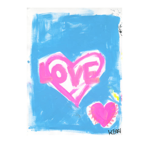 Love Americano blue pink art print Artwork by Kerri Rosenthal - Unique artwork for living room wall decor