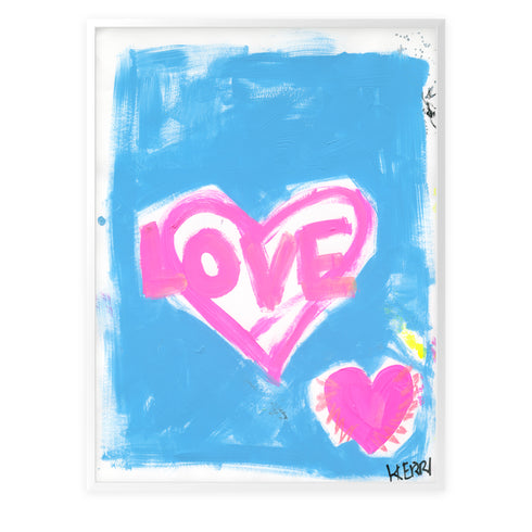 Love Americano blue pink art print Artwork by Kerri Rosenthal - Unique artwork for living room wall decor