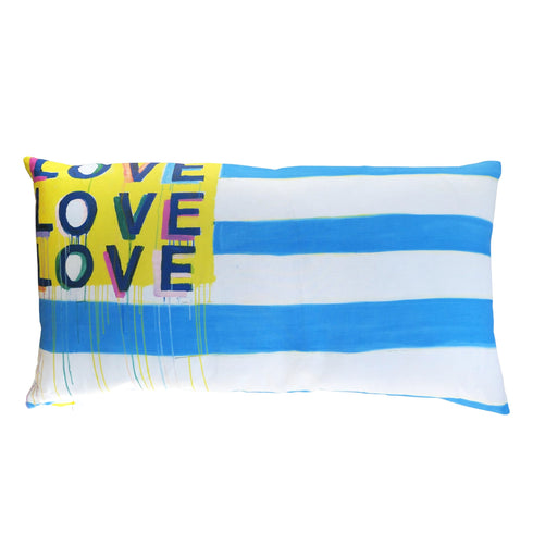 Colorful multi Love American Style Lumbar throw pillows by Kerri Rosenthal
