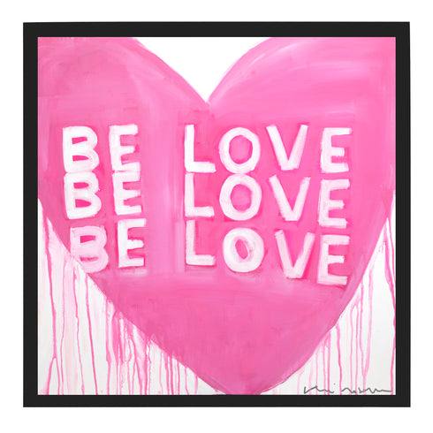 Love Be Love Be Love pink white art print by Kerri Rosenthal - Wall Word Art Framed unique artwork for living room wall decor