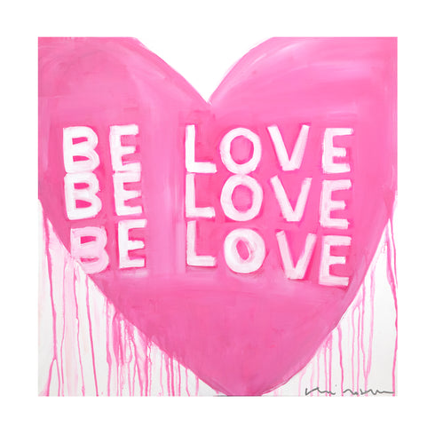 Love Be Love Be Love pink white art print by Kerri Rosenthal - Wall Word Art Framed unique artwork for living room wall decor