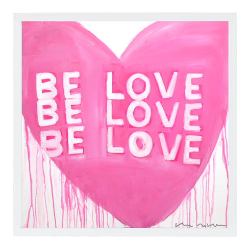 Love Be Love Be Love pink white art print by Kerri Rosenthal - Wall Word Art Framed unique artwork for living room wall decor