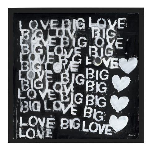 Love Big Love black white art print by Kerri Rosenthal - Wall Word Art Framed unique artwork for living room wall decor