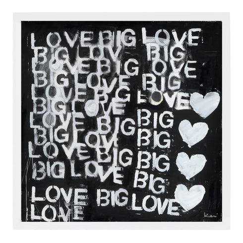 Love Big Love black white art print by Kerri Rosenthal - Wall Word Art Framed unique artwork for living room wall decor