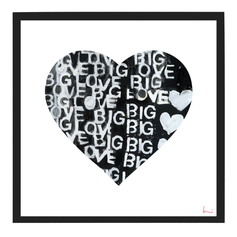 Love Big Love Inside Out black white art print by Kerri Rosenthal - Wall Word Art Framed Unique artwork for living room wall decor