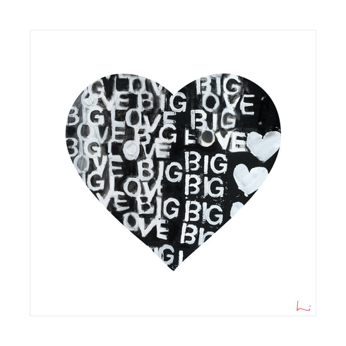 Love Big Love Inside Out black white art print by Kerri Rosenthal - Wall Word Art Framed Unique artwork for living room wall decor