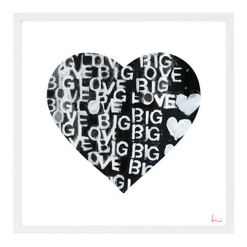 Love Big Love Inside Out black white art print by Kerri Rosenthal - Wall Word Art Framed Unique artwork for living room wall decor