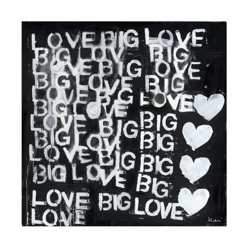 Love Big Love black white art print by Kerri Rosenthal - Wall Word Art Framed unique artwork for living room wall decor