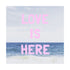 Love Is Here Beach Square pink word art print by Kerri Rosenthal - Unique artwork for living room wall decor