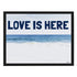Love Is Here Beach - Navy blue horizontal word art print by Kerri Rosenthal - Unique artwork for living room wall decor