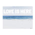 Love Is Here Beach - White blue horizontal word art print by Kerri Rosenthal - Unique artwork for living room wall decor