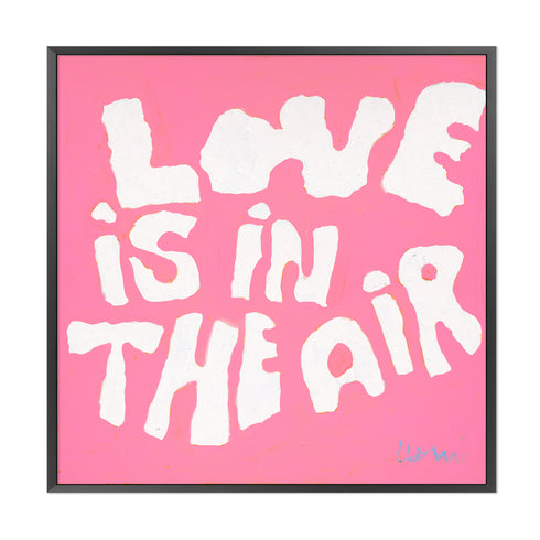 Love Is In The Air pink white word art print by Kerri Rosenthal - Unique artwork for living room wall decor