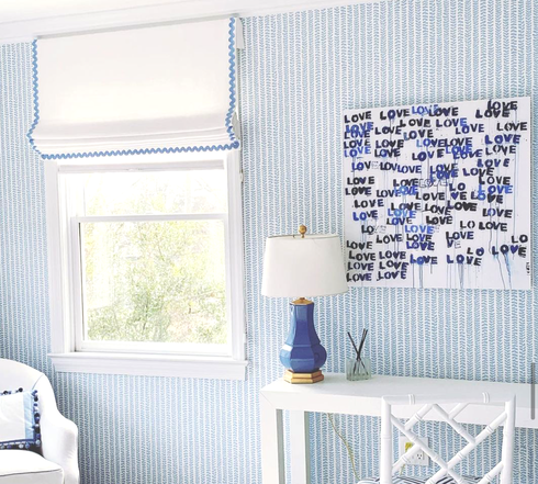 Love Letters Blues indigo blue art print by Kerri Rosenthal - Unique artwork for living room wall decor