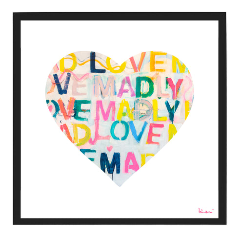 Love Madly Inside Out colorful word art print by Kerri Rosenthal - Unique artwork for living room wall decor