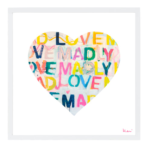Love Madly Inside Out colorful word art print by Kerri Rosenthal - Unique artwork for living room wall decor