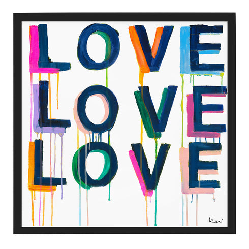 Love on Repeat colorful word art print by Kerri Rosenthal - Unique artwork for living room wall decor