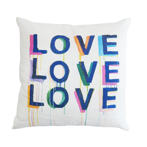 Colorful multi Love On Repeat decorative throw pillows by Kerri Rosenthal