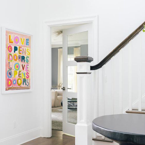 Colorful L.O.D. Love Opens Doors Word Art Print Artwork by Kerri Rosenthal for living room wall decor