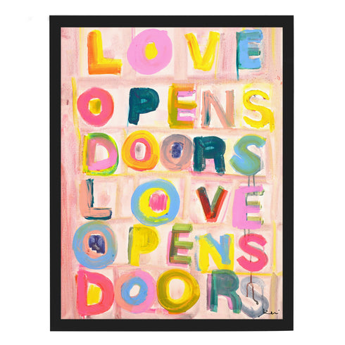 Colorful L.O.D. Love Opens Doors Word Art Print Artwork by Kerri Rosenthal for living room wall decor