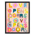 Colorful L.O.D. Love Opens Doors Word Art Print Artwork by Kerri Rosenthal for living room wall decor