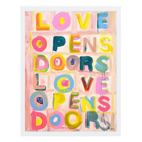 Colorful L.O.D. Love Opens Doors Word Art Print Artwork by Kerri Rosenthal for living room wall decor