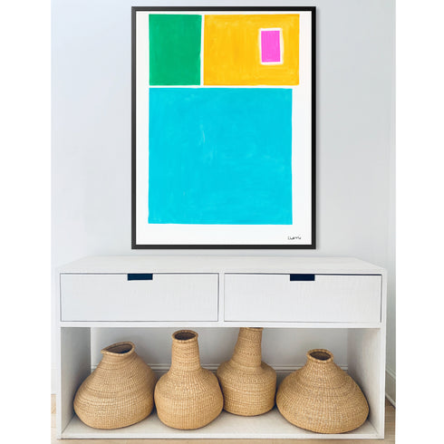Love Outside The Box colorful art print by Kerri Rosenthal - Unique artwork for living room wall decor