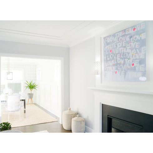 Love True Love white grey word art print by Kerri Rosenthal - Unique artwork for living room wall decor