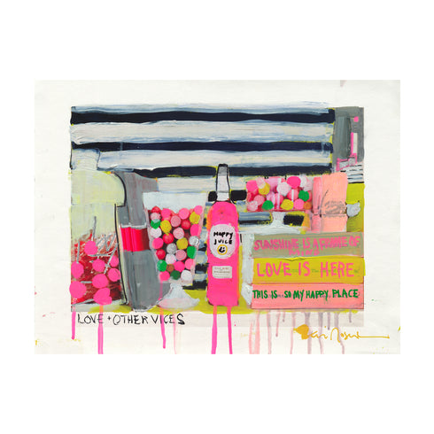 Love + Other Vices Mixed Media Photograph wall art for living room decor - Kerri Rosenthal