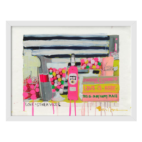 Love + Other Vices Mixed Media Photograph wall art for living room decor - Kerri Rosenthal