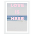 Love Is Here Beach Vertical pink art print by Kerri Rosenthal - Wall word art framed unique artwork for living room wall decor
