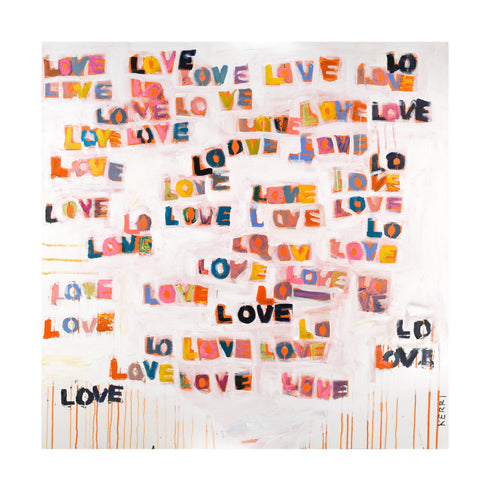 Love Letters colorful word art print by Kerri Rosenthal - Unique artwork for living room wall decor