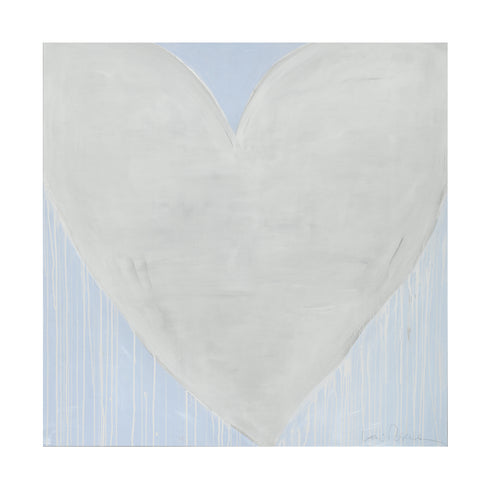 Loving In The Moonlight Drippy Heart white art print by Kerri Rosenthal - Unique artwork for living room decor