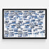 Love Letters Blues Horizontal indigo blue art print by Kerri Rosenthal - Wall word art framed unique artwork living room wall decor
