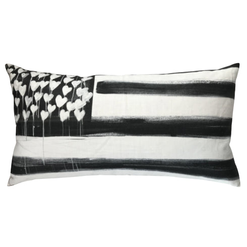 Love Has No Color black rectangular lumbar decorative throw pillow by Kerri Rosenthal