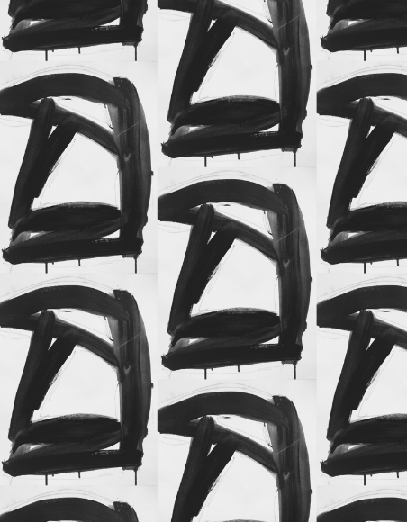 Madame Carbon black white cotton and oyster linen fabric - Kerri Rosenthal