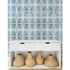 Unique High quality White ground with blue magic patchwork wallpaper Turqsa by Kerri Rosenthal - designer wall paper