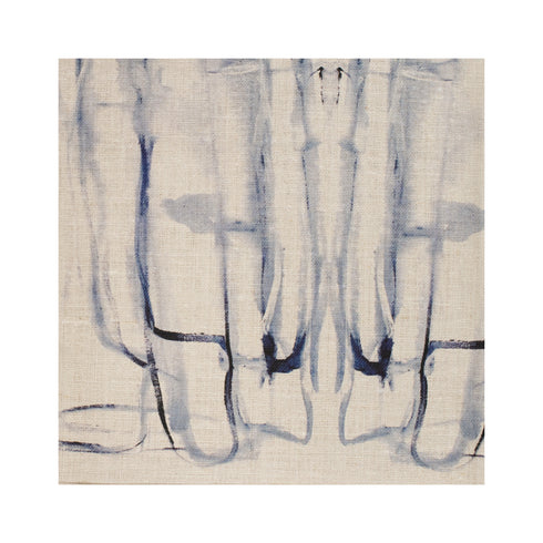 Me + You Indigo blue cotton and oyster linen fabric - Kerri Rosenthal