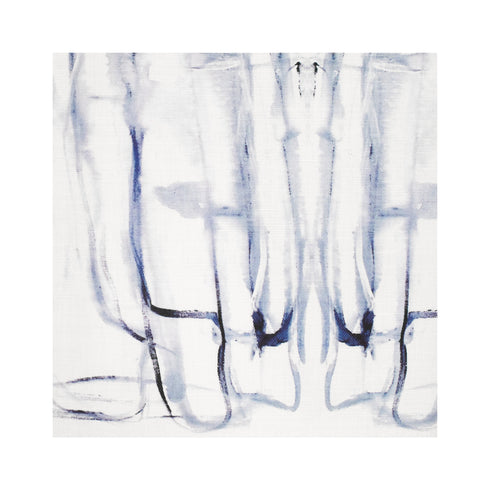 Me + You Indigo blue cotton and oyster linen fabric - Kerri Rosenthal