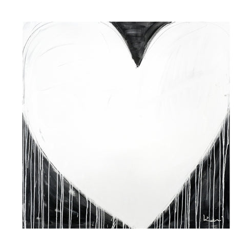 Modern Love Drippy Heart black white art print by Kerri Rosenthal - Unique artwork for living room wall decor